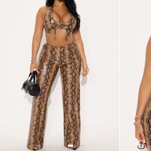 Victoria faux leather snake pant set